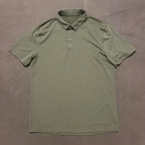 Lululemon Mens Evolution Polo Shirt‎ Large Top Olive Green Performance Stretch